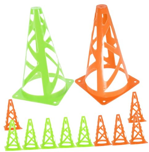 Kisangel 12stücke Agility Kegelset Farbige Fußball-trainingsmarker in Grün Und Orange Kunststoff-hütchen Für Sport Und Fitness Für Geschicklichkeitstraining Langlebig Und Robust