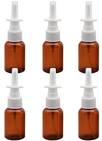 OHEETU 6PCS 10ML Empty Brown Glass Nasal Spray Bottles Refillable Fine Mist Sprayers Travel Sample Perfume Cosmetic Liquid Nose Mist Storage Containers Vials