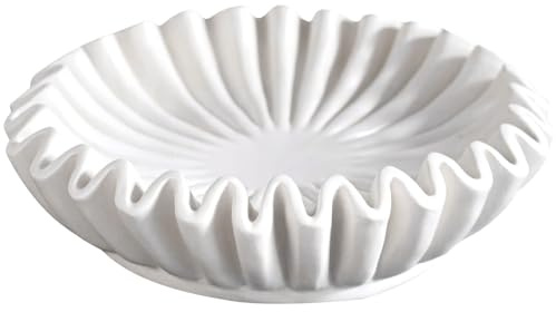 Ciotola in marmo con volant ciotola in resina scanalata da 6 pollici design smerlato vintage centrotavola decorativo con frutta per la casa regali di inaugurazione della casa e di nozze