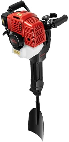 1900W 2-Stroke Portable Garden Tree Digger Standing Heavy Duty Jack Hammer Concrete Breaker Shovel Single Cylinder Air-Cooled, with Filter & Fine Steel Collet, 3.5n.m, 52cc