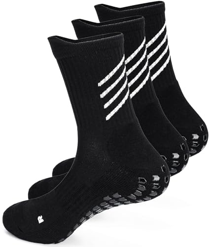 Grip fotbollsstrumpor Herr Halkfria fotbollsstrumpor Dam Pilates Bomull Halkfria sportstrumpor Rugby Gym Baseball Vandring Golf Cricket 36-42 Svart M 3P