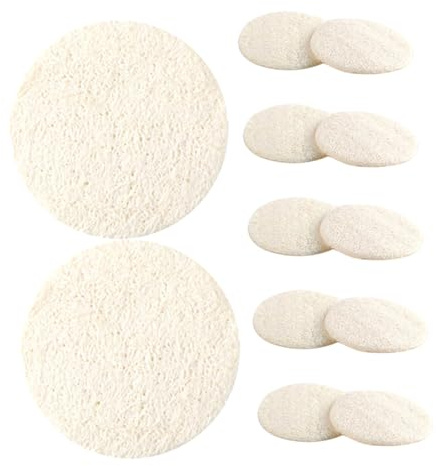 Gogogmee Natürliche Luffa Gesichtsschwämme aus Beige Naturmaterial 12 zum Peeling und Reinigung Wiederverwendbar und Sanfte Make Up Entfernung für Hautpflege Routine