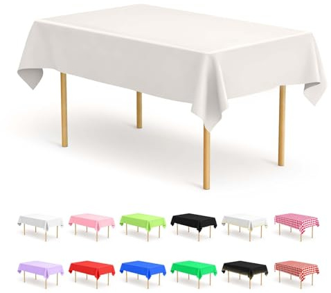 BOUBONI 4 Stück Elfenbein Einweg Tischdecken 137 x 274 cm Rechteckige Party Tischdecke Geeignet für Hochzeiten Catering Outdoor und Themenveranstaltungen