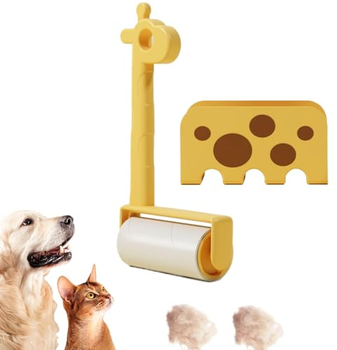 Huayeex Haustier Fusselroller Besonders Klebrig,Fusselentferner Roller Wiederverwendbar | Wiederverwendbares Giraffenform Reinigungs Tool Tragbarer Tierhaarentferner Für Katze Hund Tier Teppich Möbel