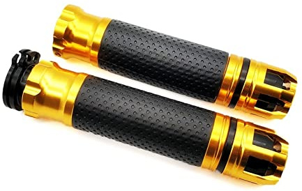 Griff Universal CNC Motorrad Griff Lenker Enduro Moto Hand Bar Grip Für TDM 900 MT-125/MT125 MT-01 V-MAX YZF R6 Lenkerabdeckung(Gold)