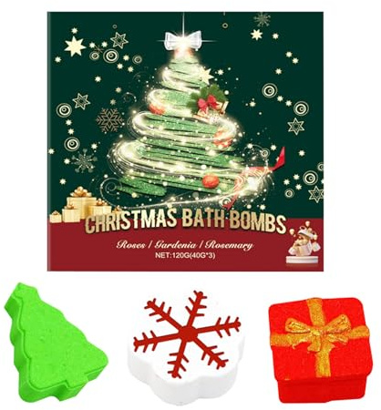 Palline Doccia per Bambini | Set Natale 3 Pezzi Con Bolle Naturali - Sali Da Bagno,Per Bambini Ragazzi E Ragazze, Per Spa, Casa, Viaggio, Bagno E Hotel