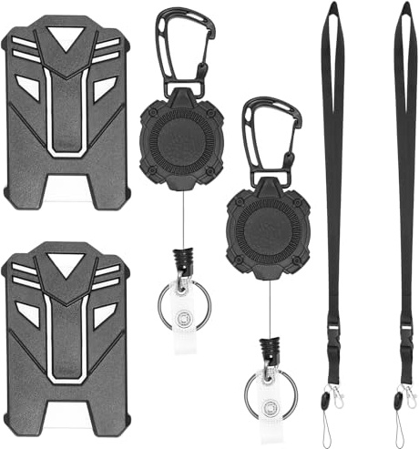 2 Stück Einziehbarer Schlüsselanhänger, Magnetischer Einziehbares Schlüsselanhänger mit 80cm Stahlseil 2 Ausweishalter 2 Abnehmbare Umhängebänder für Visitenkarten ID Badge Holder Kartenhalter