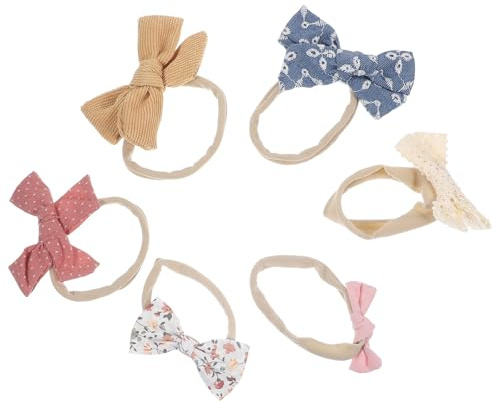 ifundom Fasce per Chioma Bambina Idee Regalo Perfette Fiocchi in Cotone 6 Pezzi Elastiche e Facili da Abbinare, Accessori Colorati per Neonate e Bambine