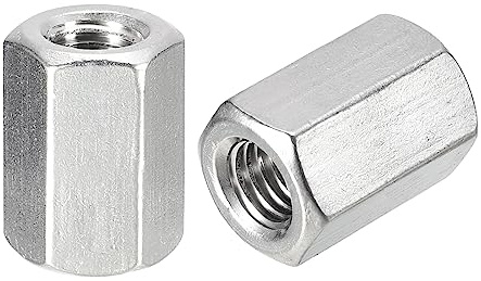 QUARKZMAN 2 Stück Langen Sechskantmuttern M10 x 1.5-Gewinde 304 Edelstahl | 24.5mm Distanzmuffen Verlängerungsmutter, Metrische Sechskantstangen-Langmutter