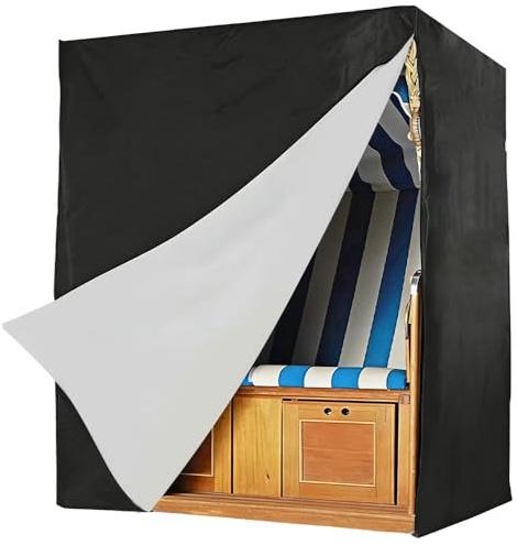 Mineup Funda para Sillón de Playa, 135 x 105 x 175/140 cm Cubierta para Silla de Playa de Mimbre, Oxford 210D Funda para Sillón de Mimbre Impermeable, protectora, anti-UV y resistente al viento