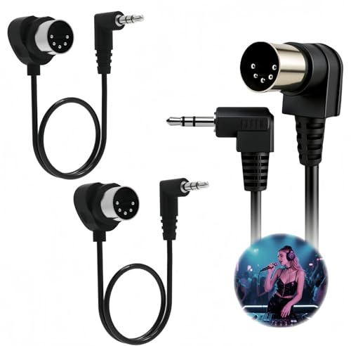Xforevery 2 pcs 50cm Type A 3.5mm (1/8”) TRS to 5-Pin DIN MIDI Cable Adapter, High-Speed Multi-Directional MIDI Cord for Keyboards, Synthesizers & DAW Controllers, Ultra-Small Plugs for Tight Spaces