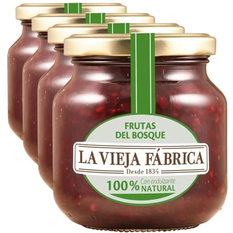 La Vieja Fábrica | Mermelada de Frutas del Bosque con endulzante 100% NATURAL | 280g (Paquete de 4)