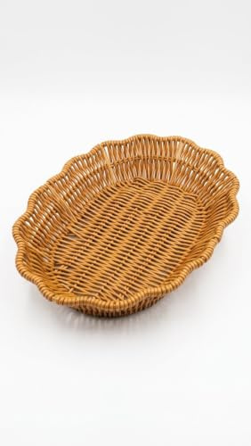 Shallow woven basket | bread basket, fruit bowl, serving tray for snaks in restaurants or at home