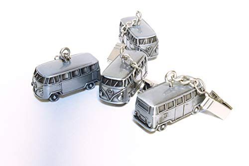 BRISA VW Collection - Volkswagen 3D Tablecloth Weights with Clips in T1 Bus Design (4-Piece Set/Antique Silver Optic)
