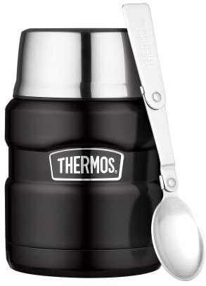 Thermos Recipiente para Alimentos de Acero Inoxidable, Acero Inoxidable, Negro, 9,3 x 9,3 x 14,2 cm