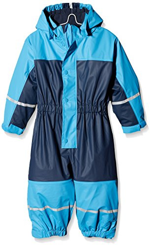 Playshoes Unisex barn regndräkt med fleecefoder varm vattentät lera dräkt regnkläder, marin jumpsuit, 80