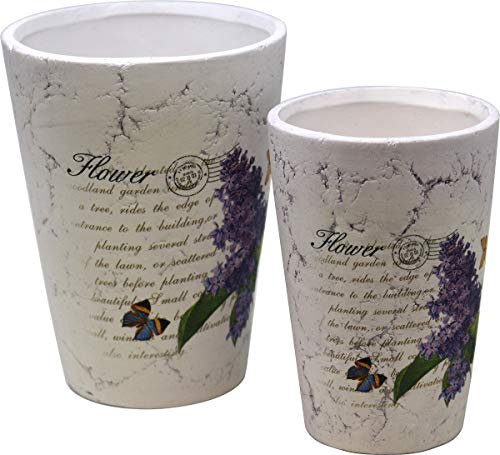 Vase Flieder im 2er Set, Keramik, 12 und 14 cm, Blumenvase Dekovase
