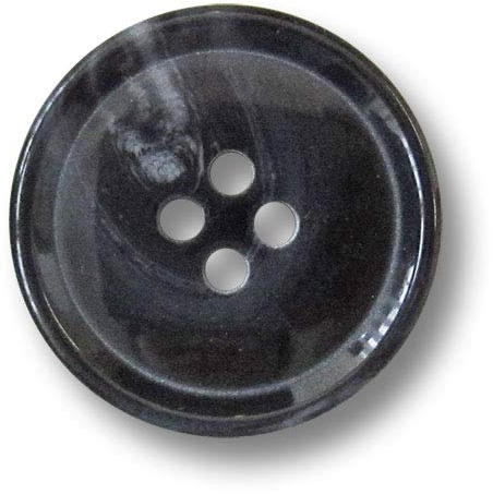 6er Set klassische, dunkelblaue Mantelknöpfe aus Kunststoff mit vier Löchern und schmalem Rand. Ø: ca. 22mm!