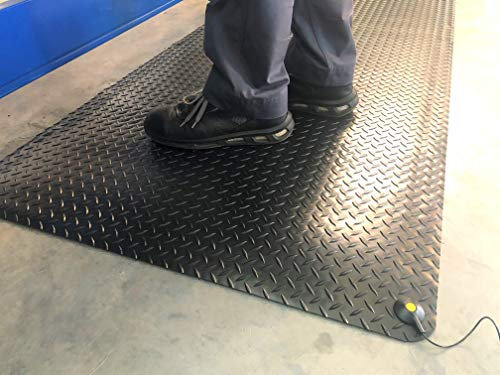 Duplex Pro ESD | Profi ESD-Arbeitsplatzmatte mit Druckknopf + Erdungskabel | 2-lagig + leitfähig | PREMIUMQUALITÄT – Made in Germany | Rautenprofil |14 mm hoch (60cm x 90cm, Schwarz)