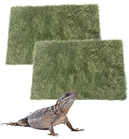 kathson 2pcs Reptile Carpet Terrarium Liner Tortoise Bedding Reptile Substrate Liner Mat Pet Cage Mats Supplies for Lizard Snake Bearded Dragon Gecko Chameleon Turtle Iguana (11.81 X 7.87 in)
