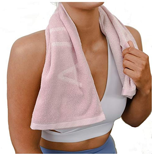 Aurora Athletica Pink Gym Towel for Women - Organic Cotton Silver Infused Sweat Towel, 500 GSM, 31.5x15.75 - Soft Absorbent Workout Towel for Gym Yoga Spin and Pilates, Exercise Towel