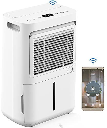 Greenmigo Déshumidificateur Electrique Pro WiFi 13L/24h Déshumidification Taille de la pièce 50m²,Purificateur d'air Ioniseur Silencieux pour Maison,Cuisine,Bureau,Drainage Continu Contre l'humidité