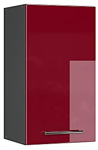 Vicco Hängeschrank Fame-Line, Bordeaux Hochglanz, 40 cm | MDF-Front · Soft-Close · 2 Einlegeböden · Metallgriffe · ✓ Praktischer Stauraum