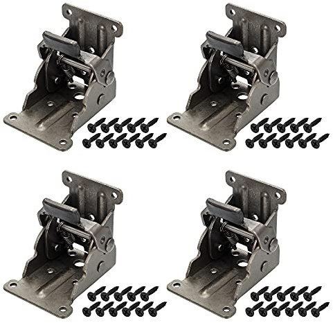 Lpraer 4pcs Klappscharnier Tischbein mit Arretierung klappbar Klappenbeschlag Klappwinkel Klappkonsole Möbel Klappscharnier Stützhalterung mit Schrauben für Tisch Bett Schlafsofa Klappfuß (Schwarz)