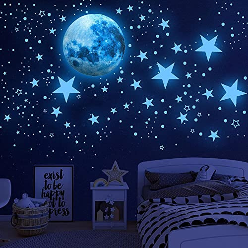 498 stücke Leuchtsterne Kinderzimmer Wandtattoo Junge Wandsticker Selbstklebend Mädchen Sternenhimmel Kinderzimmer Leuchtaufkleber Mond Sterne Fluoreszierend Wand Aufkleber Schlafzimmer Wohnzimmer