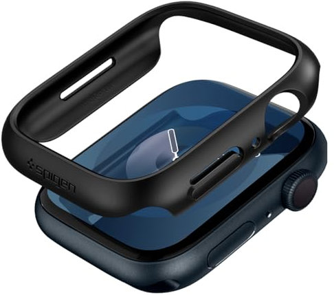Spigen Thin Fit Hülle Kompatibel mit Apple Watch Serie 9/8/7 45mm - Schwarz