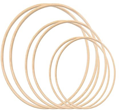 6 Anelli Floreali di Corona in Bambù, Dream Catcher Cerchio Rotondo in Legno, Macramé Fai Da Te Artigianato Strumenti 3 Dimensioni (10/12/15 cm)