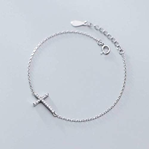 Karriter Bracelet en Argent S925, Bijoux de Main de Mode Croix Pleine de Diamants Simples Fémininsbracelet en argent s925