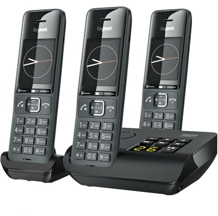 Gigaset Comfort 520A Trio - 3 Schnurlose DECT-Telefone mit Anrufbeantworter- Elegantes Design - Freisprechfunktion - Anrufschutz - Adressbuch mit 200 Kontakten, titan-schwarz [Deutsche Version]