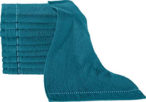 Erwin Müller Walk-Frottier Gästetuch 10er-Pack Mannheim Uni Petrol Größe 30x50 cm - schnell trocknend und extra saugstark, kuschelig weich, farbenfroh, 100% Baumwolle