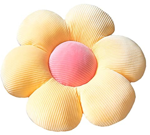 STAR FIRE Blumenkissen, blumenförmige Wurfkissen, Blumenbodenkissen, Zierkissen, Stuhlkissen Zierkissenbezüge Raumdekoration Plüschkissen für (35cm (13.8inch), Yellow/Pink)