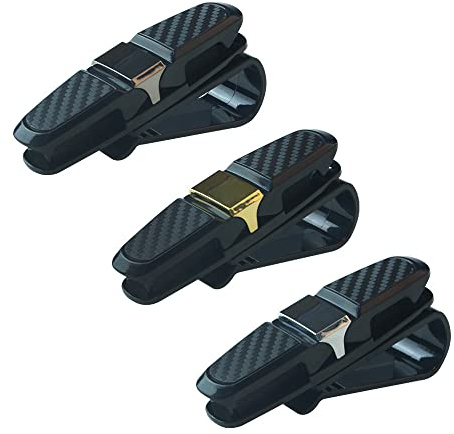 KAIAIWLUO Auto Brillenhalter Clip, 3 PCS 180 Grad Sonnenbrillenhalterung Sonnenblende Sonnenbrillenhalterung Auto Fahrzeugzubehör Schwarz, ABS + Metall