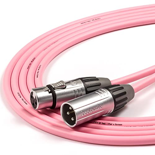 Tourgrade Female to Male XLR Lead. foxTWO Cable. Balanced, Mic, Active Speaker [1.2m, Pink]