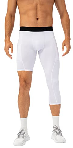 WISREMT Collant monopiede da Uomo 3/4 Pantaloni a Compressione Athletic Base Layer Biancheria Intima Legging Attivo per la Corsa di Basket