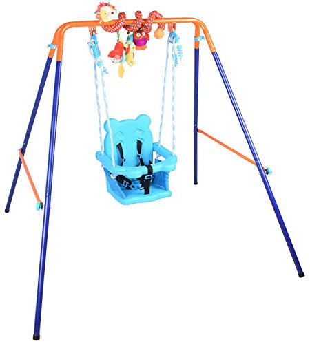 OYE Balançoire Pliante balançoire intérieure extérieure Tout - Petit Ensemble de balançoire avec siège de bébé de Dossier + Jouet de Suspension de Spirale de bébé pour bébé/Cadeau d'enfant