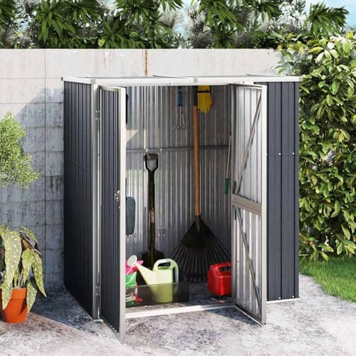 Keketa Homgoday Gartengeräteschuppen Anthrazit 161x89x161 cm Verzinkter Stahl - Stauraum für Gartenwerkzeuge und Poolzubehör