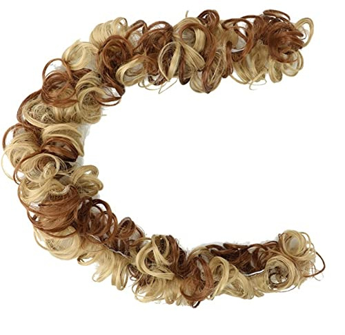 Bollar hårstycke 60 cm lång, rörig hårdel, syntetisk, rubbig, fluffigt hårklibb, lindad hårsnodd, DIY, lockig chignon-hårdel, hårband för kvinnor bröd