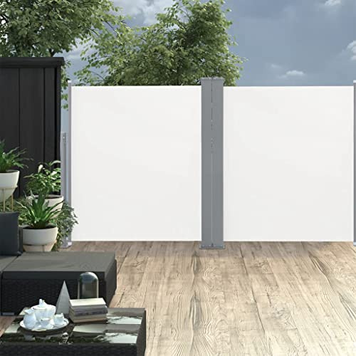 KTHLBRH Store latéral extensible double 170 x 600 cm crème Brise-vue Clôture de balcon Brise-vue pour balcon – Intimité et décoration élégante pour votre balcon