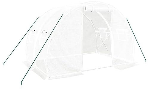 Gecheer Gewächshaus Treibhaus Tomatenhaus Pflanzenhaus mit Stahlrahmen Weiß 6 m² 3x2x2 m