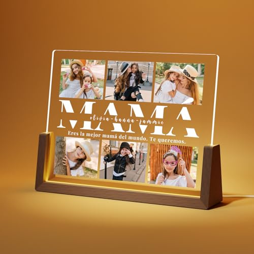 LUCKOR Ideas Regalo Dia de la Madre, Lampara Personalizada con Foto | Marco de Foto Dia de la Madre Regalos Originales Personalizado, Regalo Dia de la Mamá, Regalar Madre san Valentin