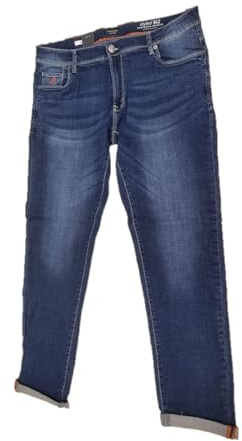 Wampum - Vaqueros de 5 bolsillos New Slim Fit – Cintura baja – lavado a la piedra + bigote + usado para hombre (MOD. 11842), Jeans, 48 delgado
