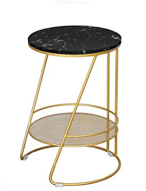 Nachttische Balkon-Blumenständer, doppelschichtiger runder Couchtisch aus Metall für Wohnzimmer, Empfangsraum, Blumengeschäft, Bekleidungsgeschäft, Beistelltisch, Korbtisch (Farbe: D, Größe: 35 x 35 x