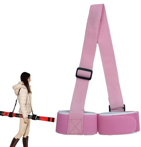 Doukesh Ski Tracolla Regolabile,Ski Straps,Cinghia da Sci in Nylon, Poliestere Ski Tracolla per Snowboard,Cinghie Porta Sci,Fascette da Sci,Cinghie da Sci per Trasporto Snowboard (Rosa)