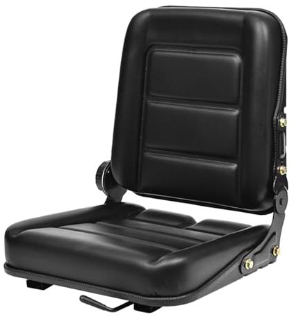 Traktorsitz Gabelstaplersitz Universal mit Verstellbarem Rückenlehne Mikroschalter Gleitschiene, Sitz für Landwirtschaftsfahrzeuge, Kunstleder Sitz für Rasentraktor Bagger (Schwarz, 15.5x15x19in)