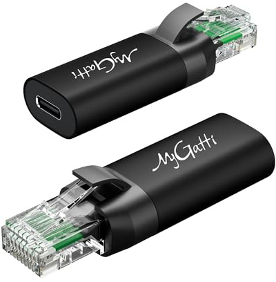 Mygatti Adaptateurs USB C Femelle vers Ethernet mâle (Lot de 2)-Noir, Adaptateur réseau USB C vers RJ45 Gigabit Network,convertisseur Portable, Realize réseau Via câble USB C ou USB A-C
