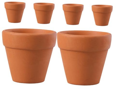 ERINGOGO Pots en Terre Cuite Ronds 6pcs, Argile, Base Antidérapante